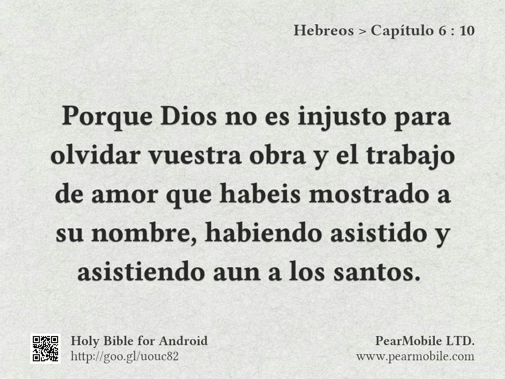 Hebreos, Capítulo 6:10